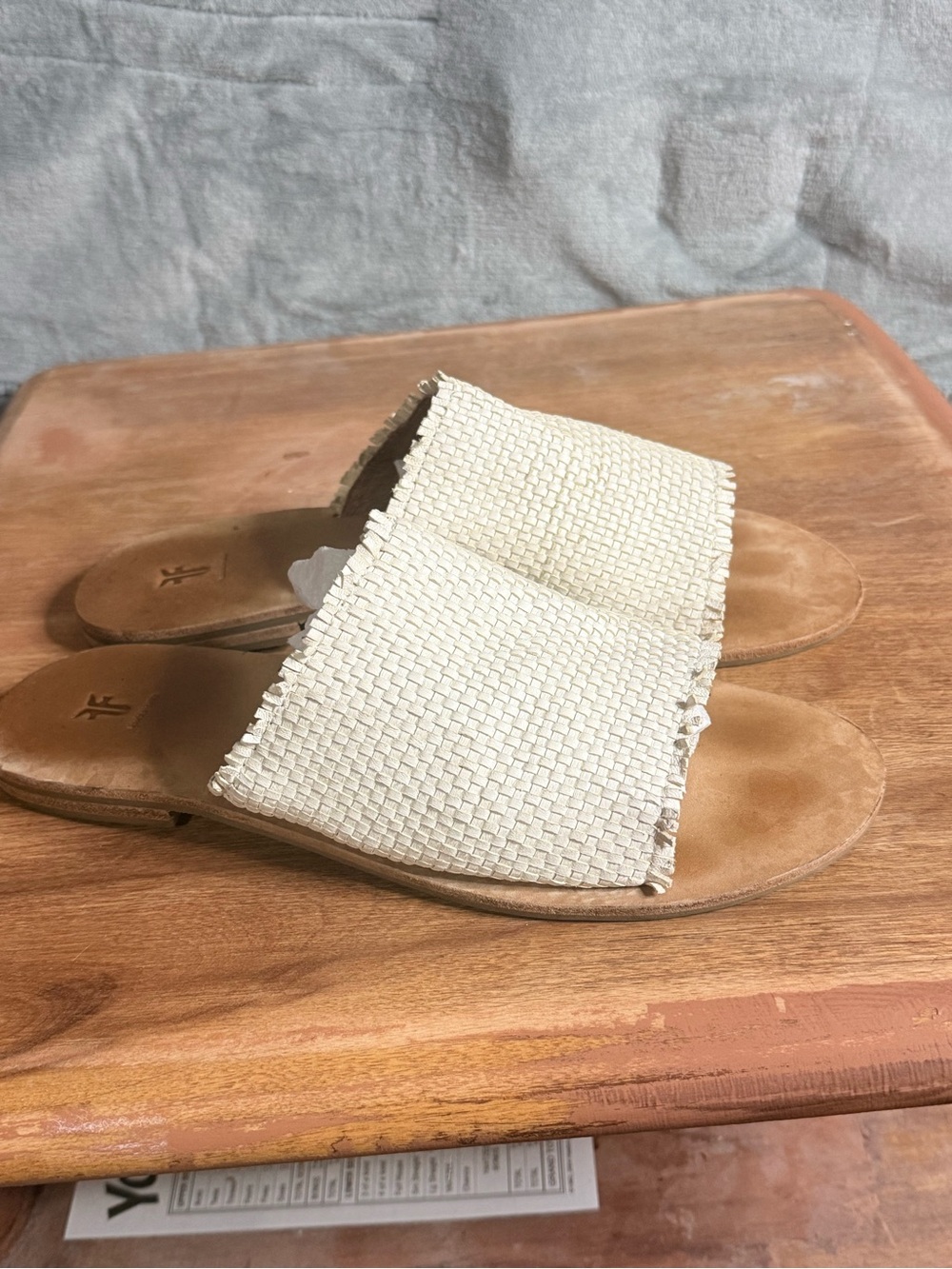 Frye Riley Slide Sandals in Cream